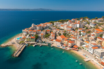 Fototapeta na wymiar Aerial view of Igrane town, the Adriatic Sea, Croatia