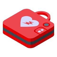 Ambulance defibrillator icon isometric vector. Heart aed. Cardiac cpr - obrazy, fototapety, plakaty