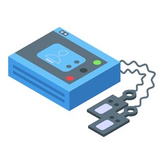 Portable defibrillator icon isometric vector. Cardiac heart, Emergency aed