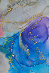 Fluid Art . Abstract colorful background, wallpaper. Mixing acrylic paints. Modern art. Marble texture. Alcohol ink colors translucent