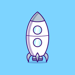 Rocket spaceship cartoon icon illustration, science technology icon concept.