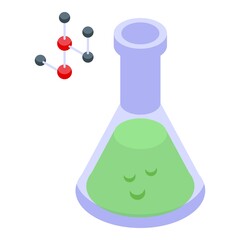 Bioprinting chemical flask icon isometric vector. Bio science. Human print