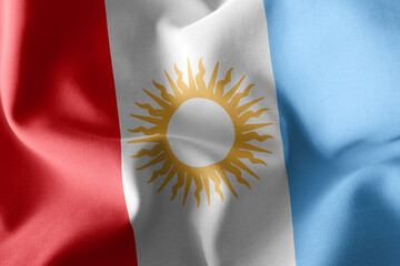 3D illustration flag of Cordoba is a region of Argentina.