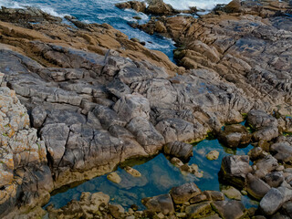 Vista a la ría desde el paseo a la Ermita Capela da Atalaia.en Porto do Son, Coruña, Galicia