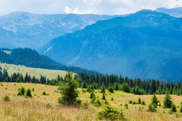 Fototapeta na wymiar View to Ranca Resort - Transalpina Romania. Landscape with mountains