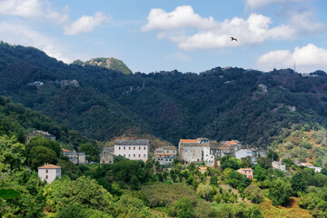 Fototapeta na wymiar San Nicolao village in Corsica mountain