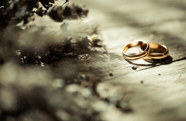 wedding rings on a flower
