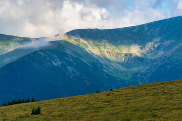 Fototapeta premium View to Ranca Resort - Transalpina Romania. Landscape with mountains