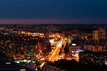 Fototapeta premium Night view of Ufa road glow, Russia