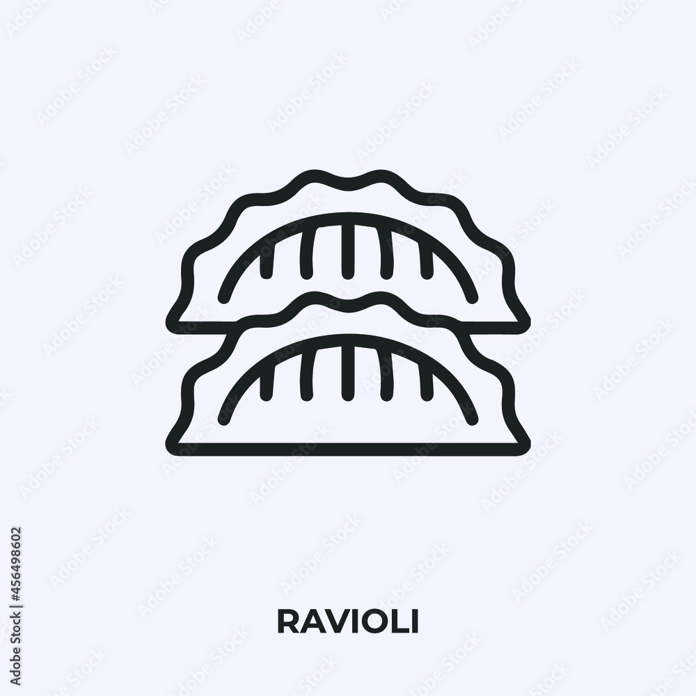 Poster ravioli icon vector. linear style sign for mobile concept and web design. ravioli symbol illustratio