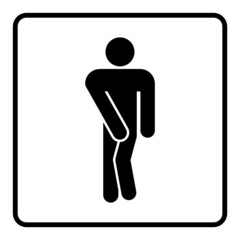 nmss72 NewModernSanitarySign nmss - german: WC Toilette Mann Symbol / Harnwegsinfektion - english: wc toilet pictogram - senior man with hands between legs wants to go to the toilet . xxl g10730 - obrazy, fototapety, plakaty