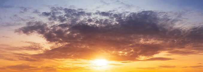 Sunrise in the morning with a cloudy, dramatic sky