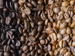 Different Types of Roasts Coffee Beans. light roasted, medium roasted and dark roasted