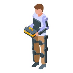 Human exoskeleton icon isometric vector. Robot suit. Disabled body