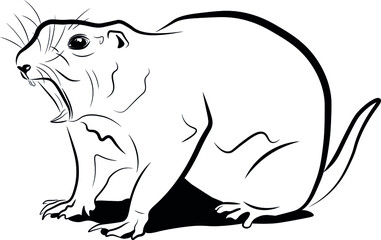 Prairie dog black ink vector illustration