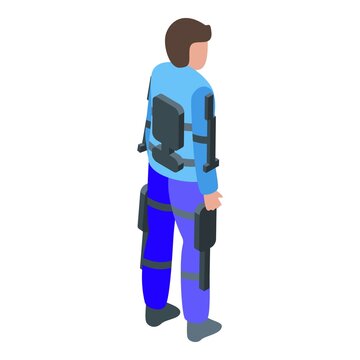 Future Exoskeleton Icon Isometric Vector. Robot Suit, Human Body