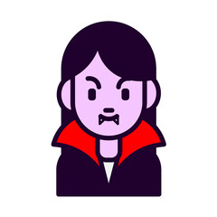 Cute Lady Dracula - Amazing female figure vector icon of a dracula vampire suitable for website, apps, icon, sign, sticker, halloween, children book, and illustration in general - Halloween Character