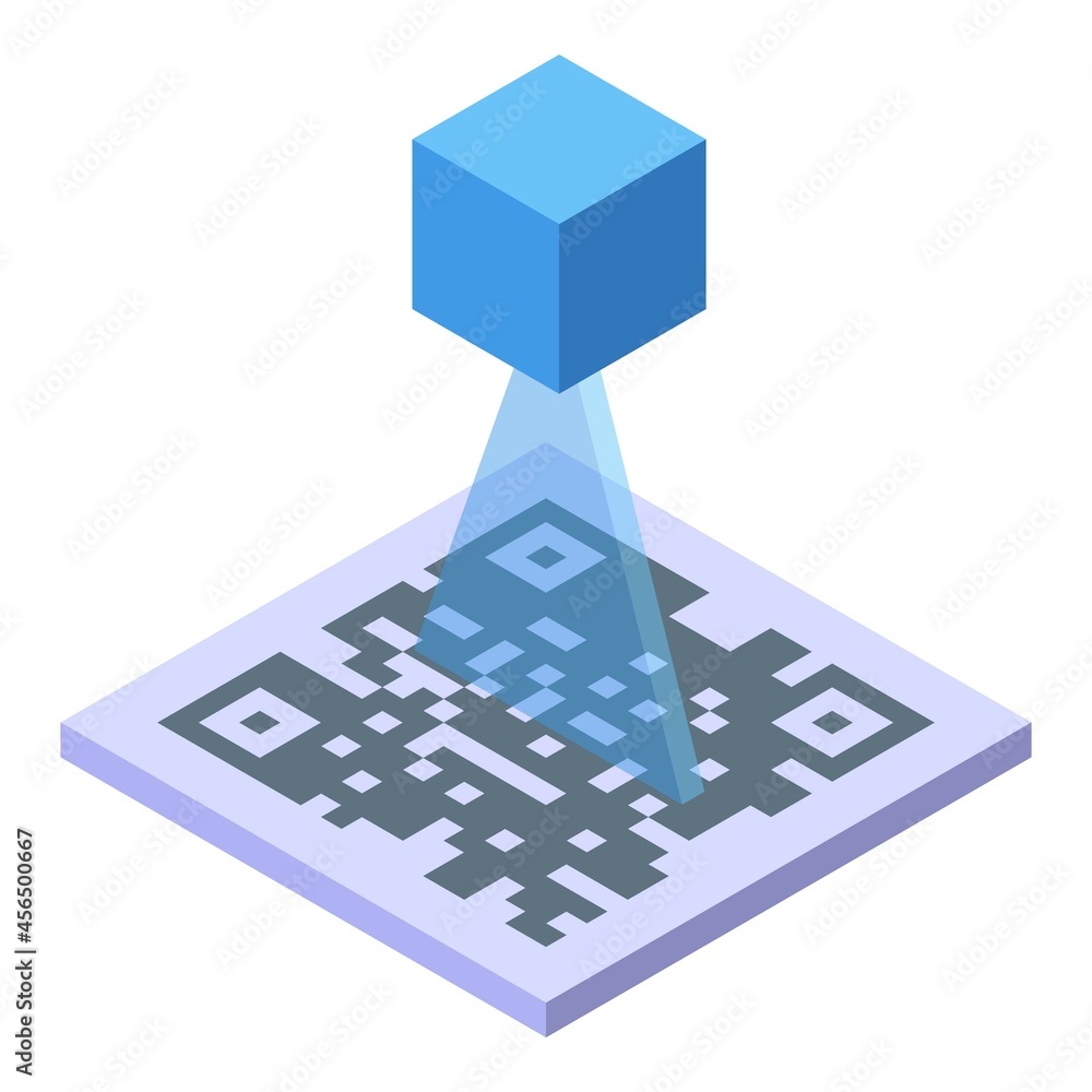 Poster scan qr code icon isometric vector. virtual reality. game phone