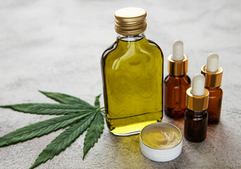 CBD oil, hemp tincture, cannabis cosmetic product for skin care.