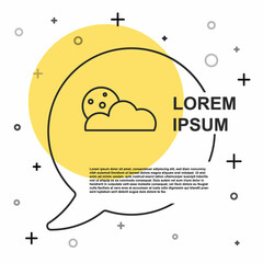 Black line Moon and stars icon isolated on white background. Cloudy night sign. Sleep dreams symbol. Full moon. Night or bed time sign. Random dynamic shapes. Vector