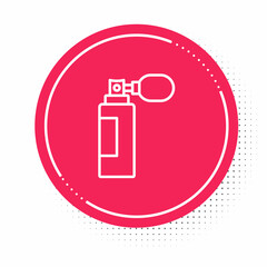 White line Perfume icon isolated on white background. Red circle button. Vector