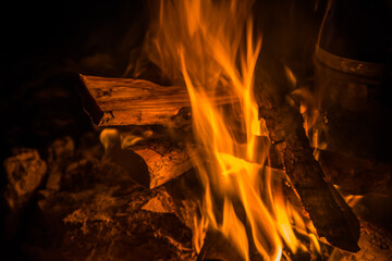 burning fire in a fireplace