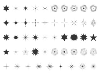 キラキラ星形光彩アイコンセット