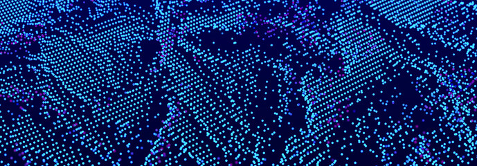 Abstract background of glowing particles. Big data digital background. 3D