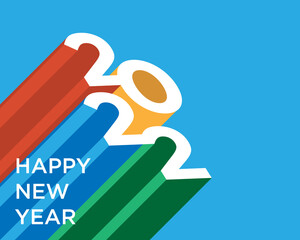 Creative calendar poster 2022 happy new year. Vector illustration rainbow bright color.