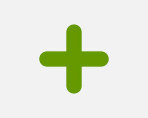 Obraz premium Green plus sign. Vector icon. Cross symbol of safety guidance.