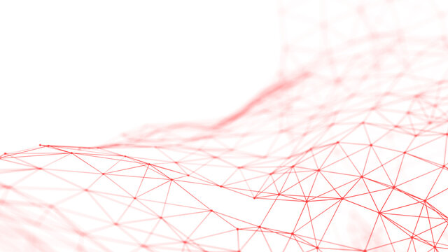 Abstract red wave with connected dots and lines. Medical background. Background for business presentations. 3D rendering