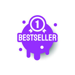 Purple Bestseller Icon Label Sign Brand Tag Banner Ribbon Isolated Background Vector Design Style Illustration