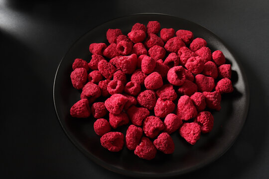freeze dried raspberries on plate