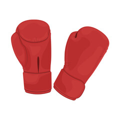 Sports gloves for boxing. Boxing gloves are red. Sports equipment for martial arts. Gloves for boxing, Thai boxing. Vector illustration isolated on a white background