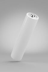 White AAA battery isolated on gray. 3D rendering.