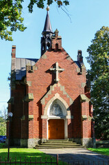 KLECZA DOLNA, POLAND - SEPTEMBER 11, 2021: Church of st. Lawrence Martyr in Klecza Dolna, Poland.
