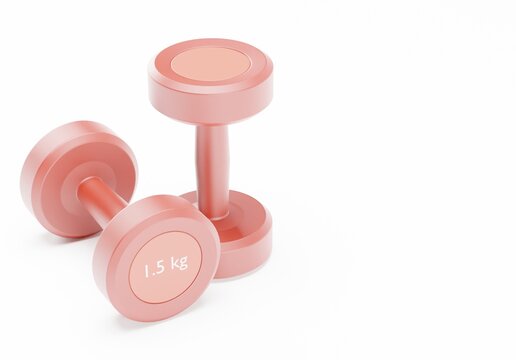 Dumbbell isolated on white red color style 3D rendering sportswear wallpaper backgrounds