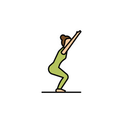Fototapeta na wymiar chair pose, yoga, pose line illustration colored icon. Signs and symbols can be used for web, logo, mobile app, UI, UX
