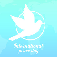 International peace day modern creative banner, sign, design concept, social media post, template with white text on a blue abstract background