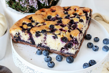 Traditional autumn blueberry seasonal cake.