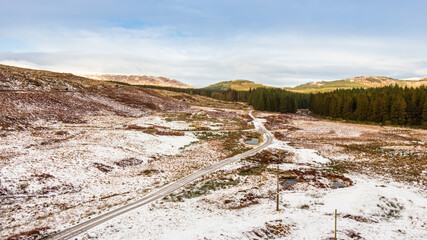 Snow covered Cairnsmore of Fleet at the Big Water of Fleet Railway Viaduct