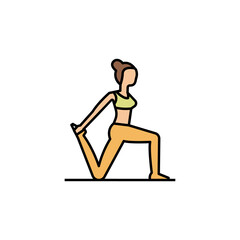 girl, yoga line illustration colored icon. Signs and symbols can be used for web, logo, mobile app, UI, UX