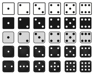 Dices gamble gaming monochrome. Poker cubes Vector set