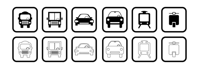 transportation icon set, transportation set symbol vector
