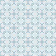 Seamless botanical pattern. Light blue-green shades.