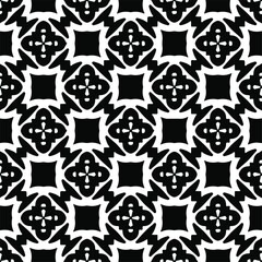 Flower geometric pattern. Seamless vector background. White and black ornament. Ornament for fabric, wallpaper, packaging. Decorative print