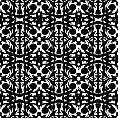 Flower geometric pattern. Seamless vector background. White and black ornament. Ornament for fabric, wallpaper, packaging. Decorative print