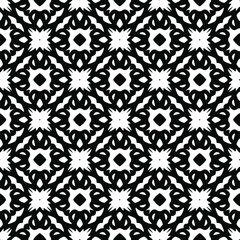 Flower geometric pattern. Seamless vector background. White and black ornament. Ornament for fabric, wallpaper, packaging. Decorative print