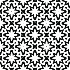 Flower geometric pattern. Seamless vector background. White and black ornament. Ornament for fabric, wallpaper, packaging. Decorative print