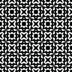 Flower geometric pattern. Seamless vector background. White and black ornament. Ornament for fabric, wallpaper, packaging. Decorative print